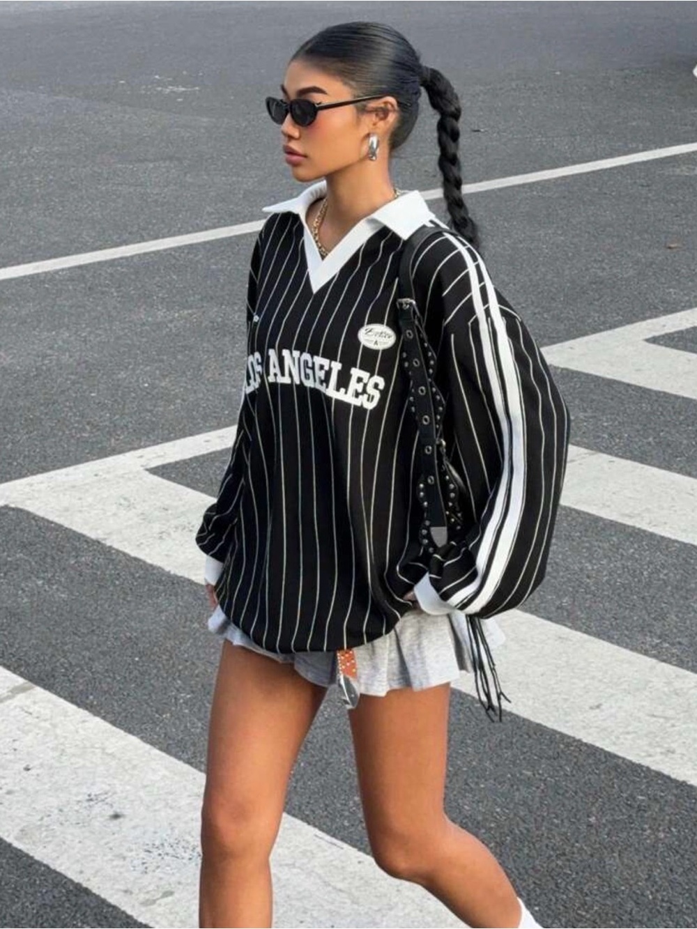 New Arrivals! Black & White 'Los Angeles' Pinstripe Pullover